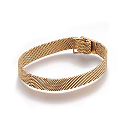 Golden Iron Mesh Chain Bracelet Making, with Magnetic Clasps, Fit Slide Charms, Golden, 9-1/8 inch(23cm), 10x1.5mm