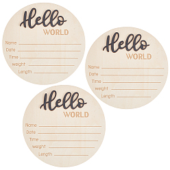 Черный Деревянный реквизит для детской фотосъемки, знак объявления о рождении, деревянные знаки вехи роста, плоский круглый со словом привет мир, чёрные, 148x5 мм
