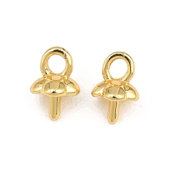 Real 18K Gold Plated Brass Cup Peg Bails, Flower, for Half Drilled Beads, Rack Plating, Long-Lasting Plated, Lead Free & Cadmium Free, Real 18K Gold Plated, 6.5x4x4mm, Hole: 1.4mm, Pin: 0.8mm