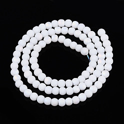 Белый Матовые непрозрачные стеклянные бусы пряди, круглые, с половиным покрытием, с покрытием AB цвета, белые, 4~4.5 мм, отверстие : 0.6 мм, около 97~100 шт / нитка, 14.76~15.16 дюйм (37.5~38.5 см)