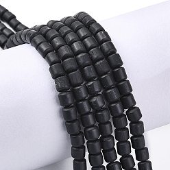 Черный Ручной полимерные нити глины шарик, колонка, чёрные, 6.5x6 мм, отверстие : 1.2 мм, около 61 шт / нитка, 15.75 дюйм (40 см)