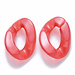Red Imitation Jelly Acrylic Linking Rings, Quick Link Connectors, for Curb Chains Making, Twist, Red, 30x21x6mm, Inner Diameter: 16x8mm