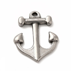 Edelstahl Farbe Anlaufgeschützt 304 Anhänger aus Edelstahl, Anker, Edelstahl Farbe, 23x19x3 mm, Bohrung: 1.6 mm