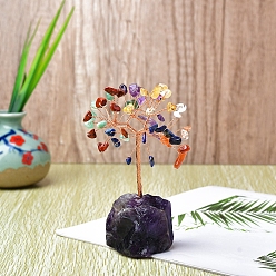 Аметист Украшение дисплея скульптуры из натурального аметиста, для домашнего офисного стола, дерево, 100 мм