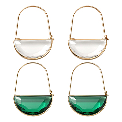 (52) Непрозрачная лаванда 2 пары 2 цветные латунные стеклянные серьги-кольца, полукруглый, разноцветные, 47x30.5x5.5 мм, 1 пара / цвет