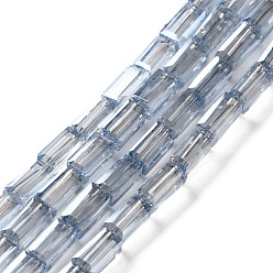 Светло-Голубой Гальваническое покрытие прозрачные стеклянные бусины нити перламутровый блеск покрытие, граненые, прямоугольные, Небесно-голубой, 4.8~5x2.5~3x2.5~3 мм, отверстие : 1 мм, около 96 шт / нитка, 18.90'' (48 см)