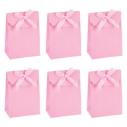 Pink Paper Packing Bags with Bowknot, Rectangle, Pink, 10.5x7.5x0.3cm, Open: 10.5x7.5x4.1cm