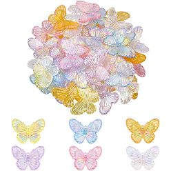 (52) Непрозрачная лаванда 60шт 6 цвета гальванизированные акриловые подвески, с покрытием AB цвета, бабочка, разноцветные, 31x41x4 мм, отверстие : 1.2 мм, 10 шт / цвет