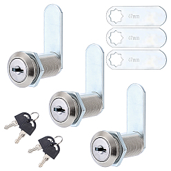 Platinum Zinc Alloy & Plastic Cam Lock Cylinder with 2 Keys, Secure Replacement Lock, Platinum, 38x22.5mm