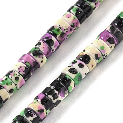 Черный Синтетические бирюзовые бусины, покрытые краской для выпечки, с эмалью, диск, чёрные, 4.5x2~2.5 мм, отверстие : 1 мм, около 155 шт / нитка, 15.24'' (38.7 см)