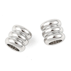 Real Platinum Plated SHEGRACE Brass Beads, Corrugated, Column, Cadmium Free & Nickel Free & Lead Free, Real Platinum Plated, 5x5mm, Hole: 3mm