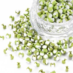 Зелено-Желтый 6/0 стакан бисер, непрозрачных цветов просачиваться, зеленый желтый, 4 мм, отверстия: 1.5 мм, около 4500 шт / мешок