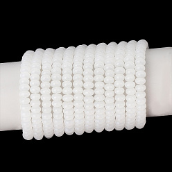Белый 3 нити из искусственного нефрита и стеклянных бусин, рондель, белые, 4~4.5x2.5 мм, отверстие : 0.7 мм, около 149 шт / нитка, 14.96 дюйм (38 см)