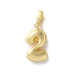 Настоящее золото 18K Латунные подвески, числовые прелести, стойки покрытие, долговечный, без свинца и без кадмия, реальный 18 k позолоченный, 14x8x4 мм, отверстие : 4x2.5 мм