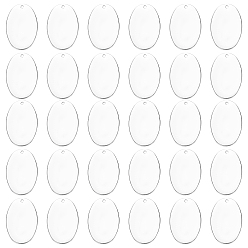 Platinum Brass Pendants, Stamping Blank Tag, Oval, Platinum, 27x18x1mm, Hole: 1mm, 30pcs/box
