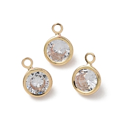 Золотой Латунь стекло кулоны, круглый шарм, долговечный, стойки покрытие, граненые, золотые, 8x6x3 мм, отверстие : 1.2 мм