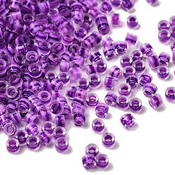 Сине-фиолетовый Цилиндрические стеклянные бусины, прозрачные цвета внутри, синий фиолетовый, 2.5x1.8 мм, отверстие : 2 мм, Около 2700 шт / 450 г