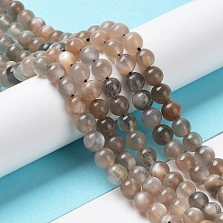 Grey Moonstone Натуральные серые бусины из лунного камня, круглые, 6~7 мм, отверстие : 0.6 мм, около 65~67 шт / нитка, 15.7 дюйм (40 см)