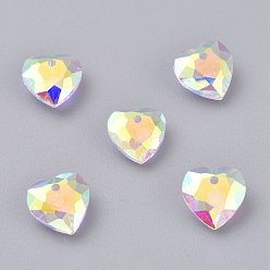 Kristall ab Glasrhinestoneanhänger, facettiert, Herz, Kristall ab, 10.5x10.5x4.5 mm, Bohrung: 1.5 mm