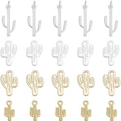 Mixed Color Alloy Big Pendants, Matte Style, Cadmium Free & Lead Free, Cactus, Mixed Color, 68x52x11mm, 15~27.5x8~12x1.5~2mm, Hole:2mm, 20pcs/box