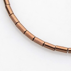 Copper Plated Electroplate Non-magnetic Synthetic Hematite Beads Strands, Column, Copper Plated, 3x1mm, Hole: 0.5mm, about 135pcs/strand, 15.7 inch