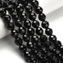 Турмалин Натуральный черный турмалин бисер нитей, граненые, круглые, 8 мм, отверстие : 0.8 мм, около 47 шт / нитка, 15.43'' (39.2 см)