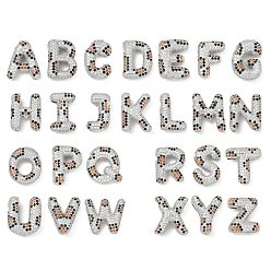 Платина Латунные микро проложить кубического циркония подвески, письмо амулеты, долговечный, стойки покрытие, платина, 20.5~25x13~24.5x6~8.5 мм, отверстие : 5.2x3 мм
