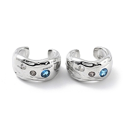 Платина Серьги-манжеты из латуни с микропаве и кубическим цирконием для женщин, долговечный, без свинца и без кадмия, платина, 14.5x7.5 мм