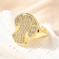 Настоящее золото 18K Манжеты из латуни с микро паве кубический цирконий для женщин, крестик, стойки покрытие, долговечный, без свинца и без кадмия, реальный 18 k позолоченный, размер США 7 1/4 (17.5 мм)