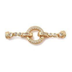Настоящее золото 18K Латунное микропейв, прозрачный кубический цирконий, складные застежки, Кольцевая форма, реальный 18 k позолоченный, 40 мм