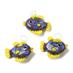 Кокосово-Коричневый Подвески лэмпворк ручной работы, тропические рыбки-талисманы, кокосового коричневый, 24~30x25~27x8~10 мм, отверстие : 3~4 мм