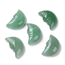 Зеленый Авантюрин Резные фигурки исцеляющей луны из натурального зеленого авантюрина с человеческим лицом, Украшения из камня с энергией Рейки, 26x14~14.5x7 мм