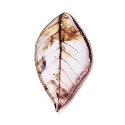 Верблюжий Подвески из эпоксидной смолы в виде листьев, с золотой фольгой и блестками, верблюжие, 37.5x20.5x2 мм, отверстие : 1.2 мм