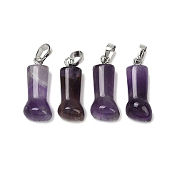Аметист Подвески из натурального аметиста , ручные прелести, с латунной привязкой на поруки, платина, 24x10.5x6.5 мм, отверстие : 7x4 мм