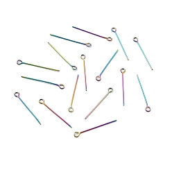 Rainbow Color Ионное покрытие (ip) 304 рым-штифты из нержавеющей стали, Радуга цветов, 25x0.6 мм, 22 датчик, отверстие : 1.8 мм