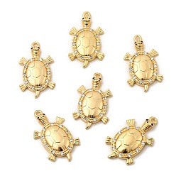 Turtle Латунные микро проложить кубического циркония подвески, реальный 18 k позолоченный, черепаха, 27x16x3.5 мм, отверстие : 1.5 мм