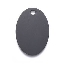 Black Pet Aluminium Pendants, Stamping Blank Tag, Oval, Black, 38x25x1mm, Hole: 3.5mm