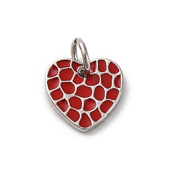 Платина Латунь эмаль прелести, шарма сердца, с целью перехода в кольце, стойки покрытие, без свинца и без кадмия, долговечный, платина, 10x10x1 мм, отверстие : 3.5 мм