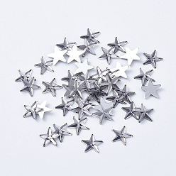 Черный Акриловые горные хрусталь плоские задние кабошоны, с покрытием на задной стороне, граненые, звезда, чёрные, 10x1.5 мм