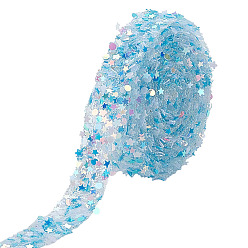 Небесно-голубой 5 ярдов блестящие ПВХ пайетки украшения с горячей фиксацией аксессуары, термоклей на спине, аксессуары для костюма, звезда, голубой, 12x1 мм