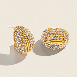 Золотой 304 из нержавеющей стали кубического циркония серьги стержня, с формой, золотые, 24.8x19 мм