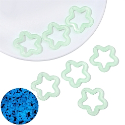 Аквамарин Светящийся акриловый кулон, светится в темноте, звезда очарование, аквамарин, 30x30 мм, отверстие : 2 мм, 10 шт / пакет