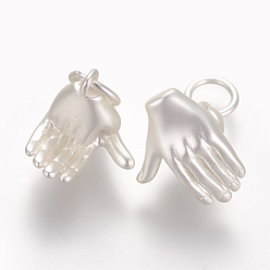 Matte silberne Farbe Messing Asl Charms, langlebig überzogen, Geste, matt silber, 10x11.5x9 mm, Bohrung: 3.5 mm