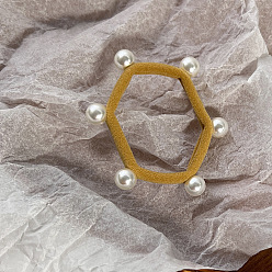 Dunkel Goldrute Elastischer Haarschmuck aus sechseckigem Stoff, Haargummis aus Kunstperlenperlen aus Kunststoff, für Mädchen oder Frauen, dunkel Goldrute, 50 mm