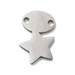 Звезда 304 ссылки нержавеющей стали, цвет нержавеющей стали, не тускнеет, полированный, звезда, 14.5x10.5x1.5 мм, отверстие : 1.5 мм