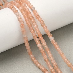 Peach Moonstone Натуральный персиковый лунный камень, рондель, граненые, 3x2 мм, отверстие : 0.5 мм, около 93 шт / нитка, 7.52'' (19.1 см)