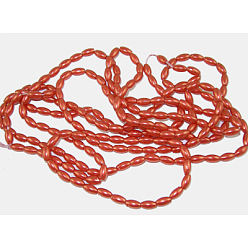 Красный Акриловые бусины, стиль имитации жемчуга, красные, шириной около 4 мм, 8 мм длиной, отверстия : 1 mm , 7000 шт / 500 г