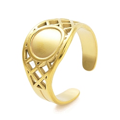 Oval Открытые манжеты из нержавеющей стали из натуральной 18k позолоченной 304 для женщин, овальные, 12.8 мм, внутренний диаметр: регулируемый