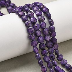 Фиолетовый Нити бусин из натуральной кунжутной яшмы с имитацией чароита, окрашенные, граненый квадратный разрез, плоско-круглые, фиолетовые, 6~7.5x4 мм, отверстие : 1 мм, около 64~66 шт / нитка, 15.16~15.63 дюйм (38.5~39.7 см)