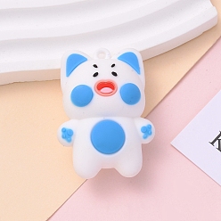 Озёрно--синий Пластиковые подвески из пвх, форма кошки, Плут синий, 45x33 мм